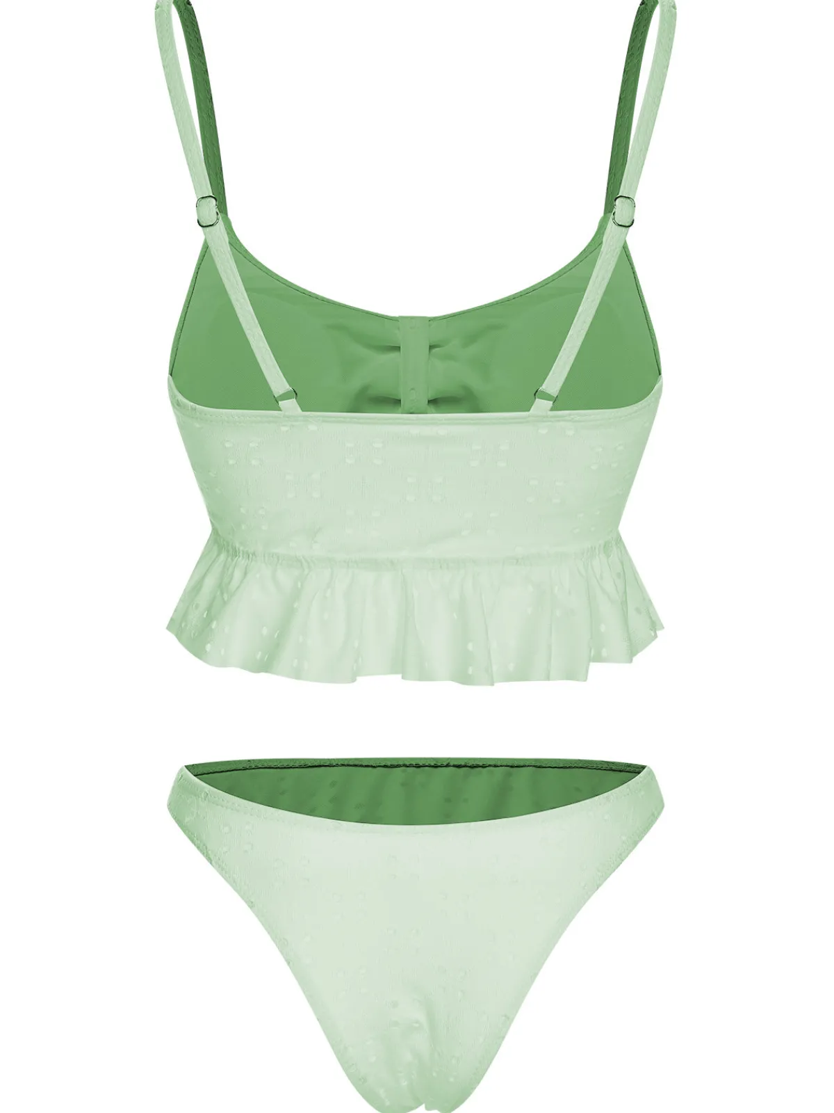 Hot Retro Stage 1950s Spaghetti Strap Solid Ruffles Swimsuit & Cover-Up