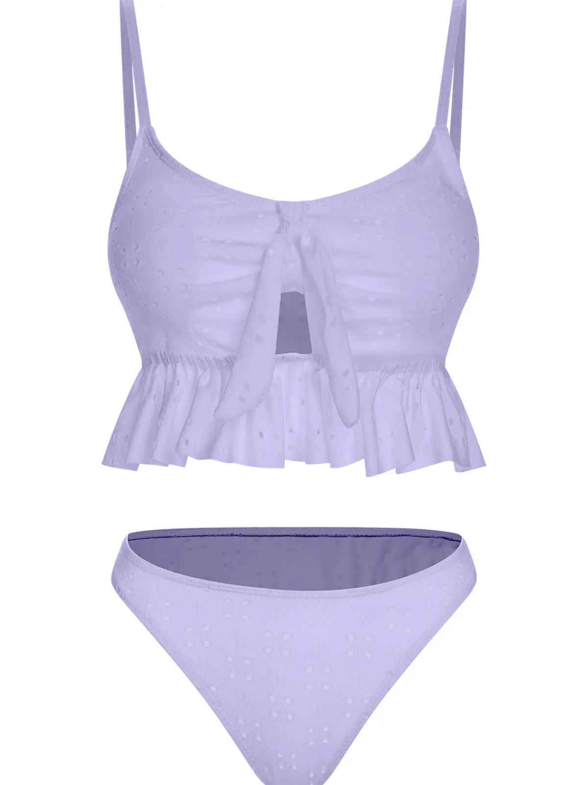 Hot Retro Stage 1950s Spaghetti Strap Solid Ruffles Swimsuit & Cover-Up