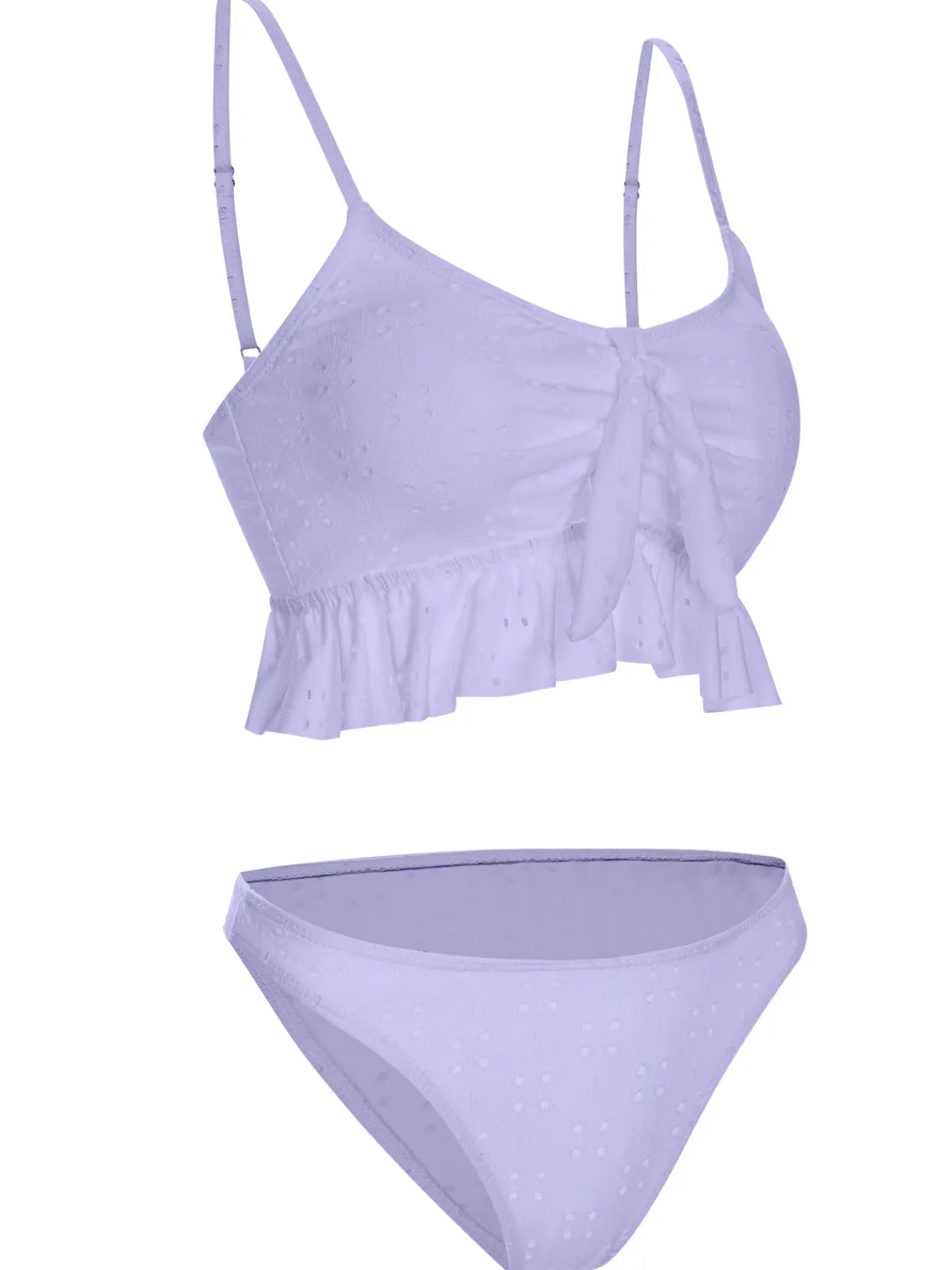 Hot Retro Stage 1950s Spaghetti Strap Solid Ruffles Swimsuit & Cover-Up