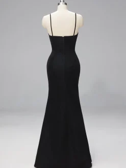 Best Retro Stage 1930s Spaghetti Straps Bridesmaid Maxi Dress Black