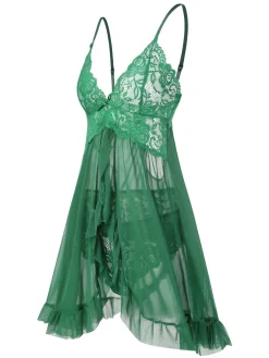 Online Retro Stage 1950s Spaghetti Straps Lace Sheer Nightdress