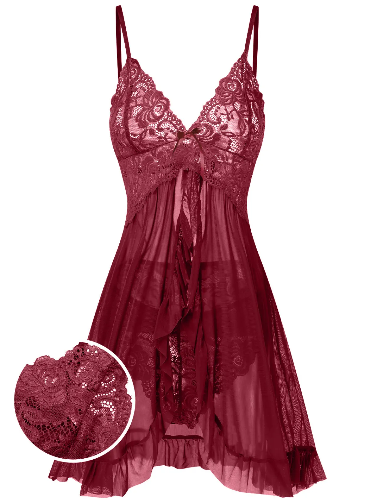 Online Retro Stage 1950s Spaghetti Straps Lace Sheer Nightdress