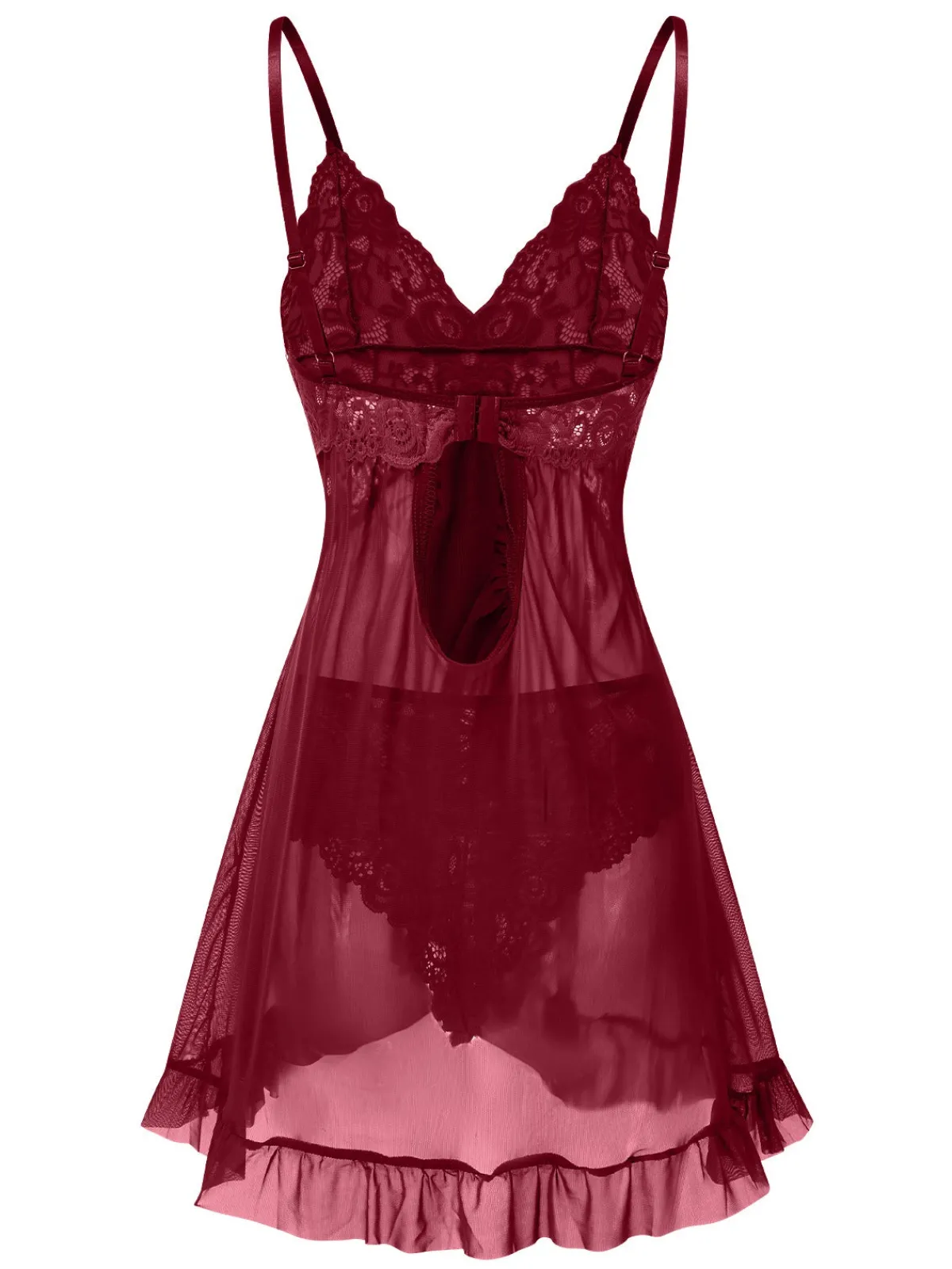 Online Retro Stage 1950s Spaghetti Straps Lace Sheer Nightdress