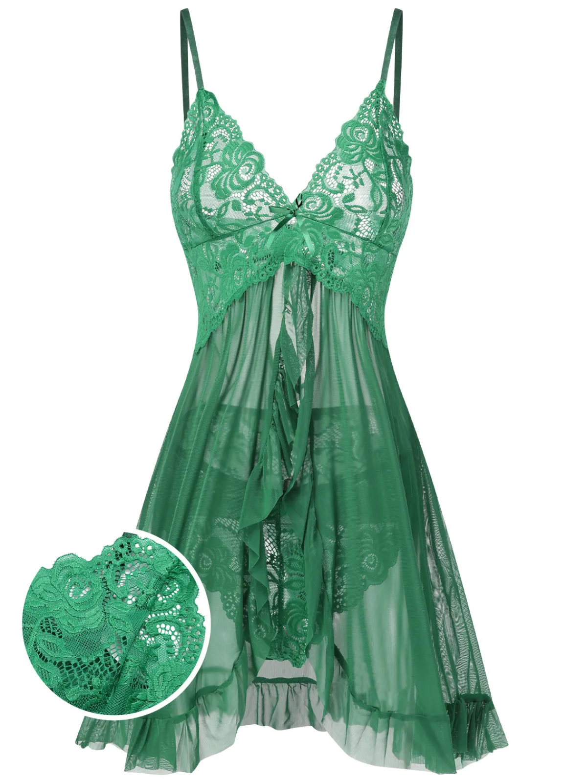 Online Retro Stage 1950s Spaghetti Straps Lace Sheer Nightdress