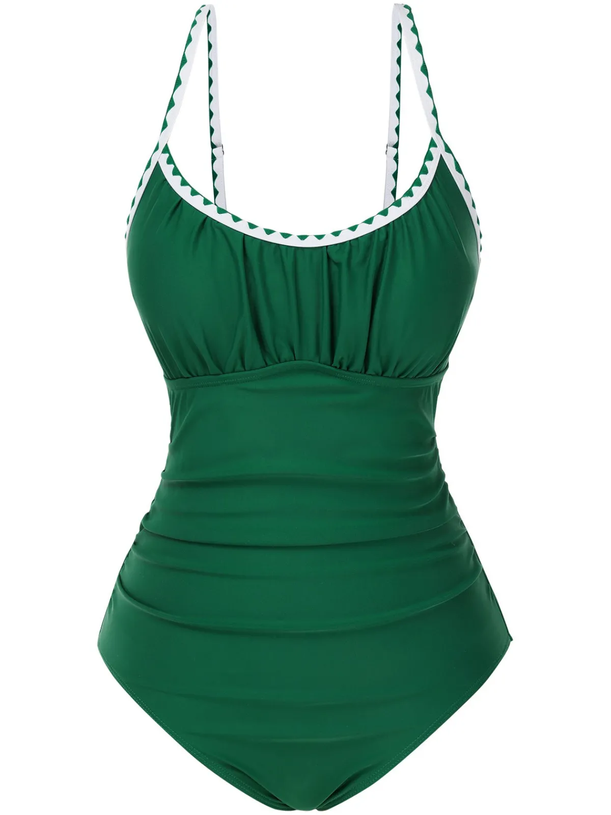 Sale Retro Stage 1940s Spaghetti Straps Ruched One-Piece Swimsuit