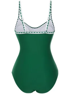 Sale Retro Stage 1940s Spaghetti Straps Ruched One-Piece Swimsuit