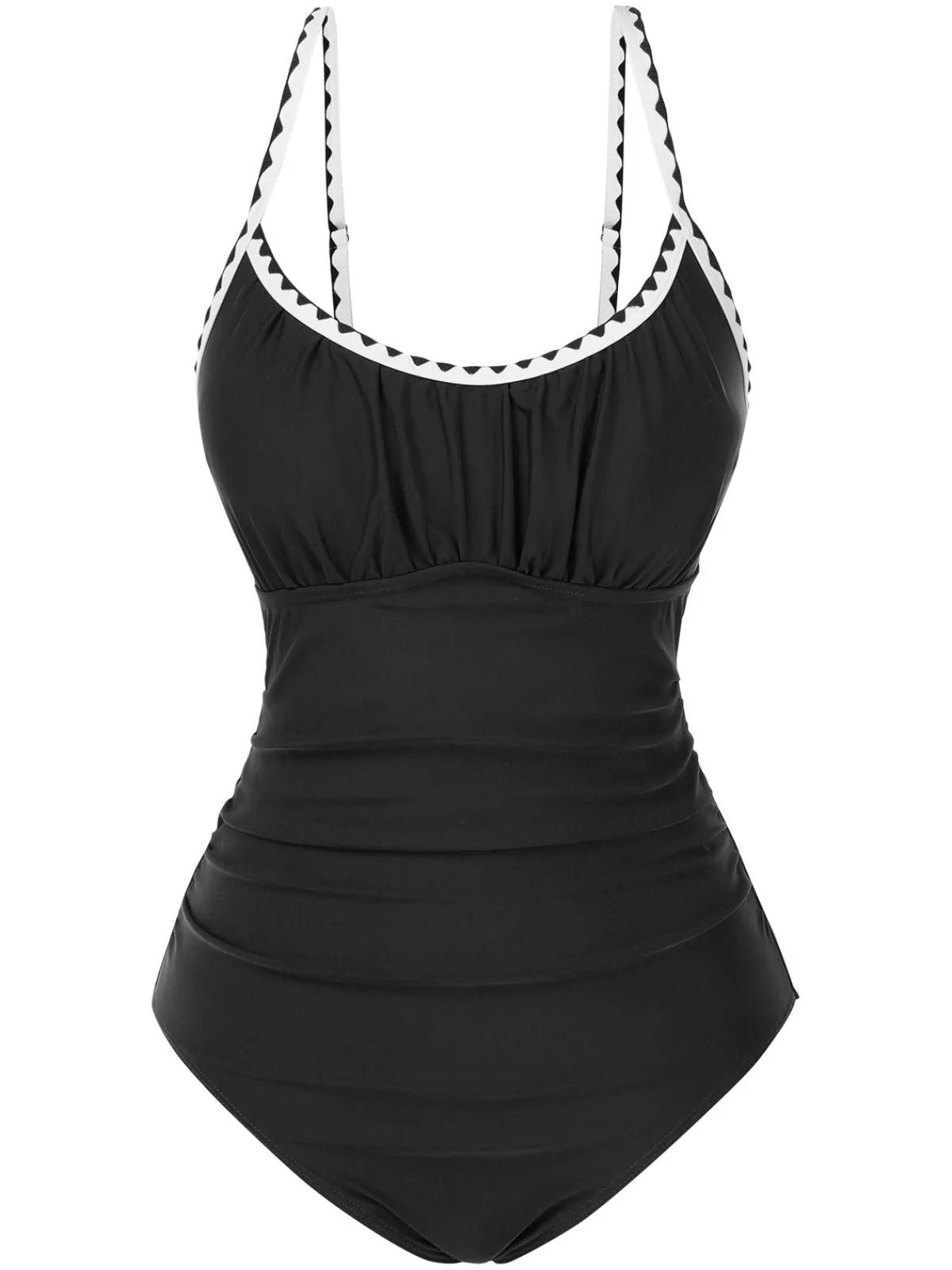 Sale Retro Stage 1940s Spaghetti Straps Ruched One-Piece Swimsuit