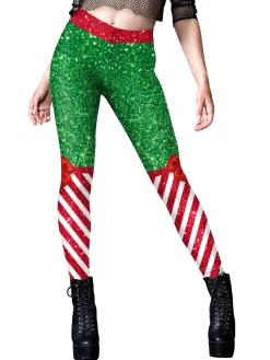 New Retro Stage 1960s Sparkled Print Christmas Leggings