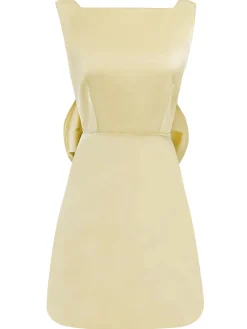 Sale Retro Stage 1960s Square Neck Back Bow Satin Dress