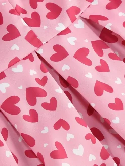 Online Retro Stage 1950s Square Neck Heart Dots Dress
