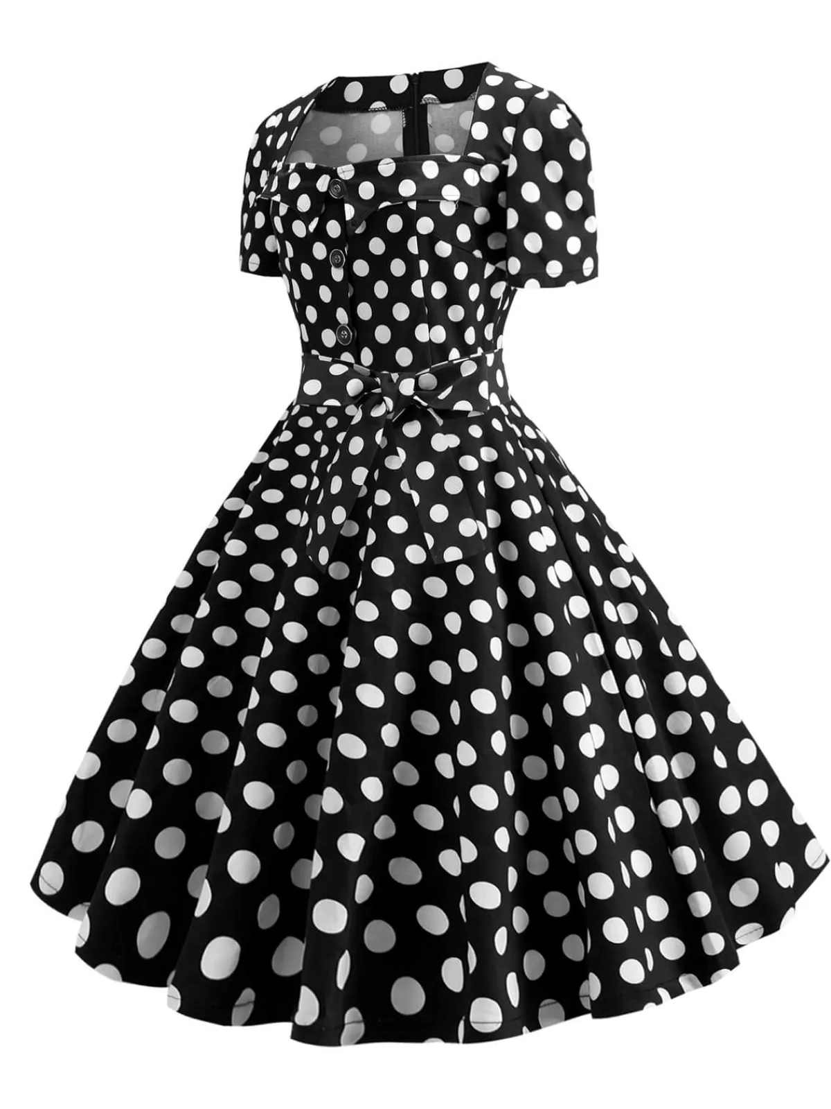 Clearance Retro Stage 1950s Square Neck Short Sleeves Dress