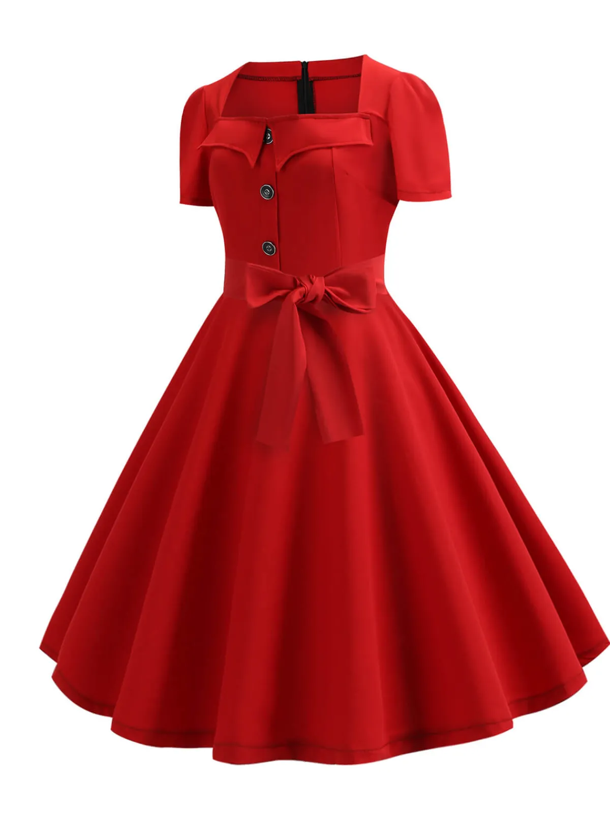 Clearance Retro Stage 1950s Square Neck Short Sleeves Dress