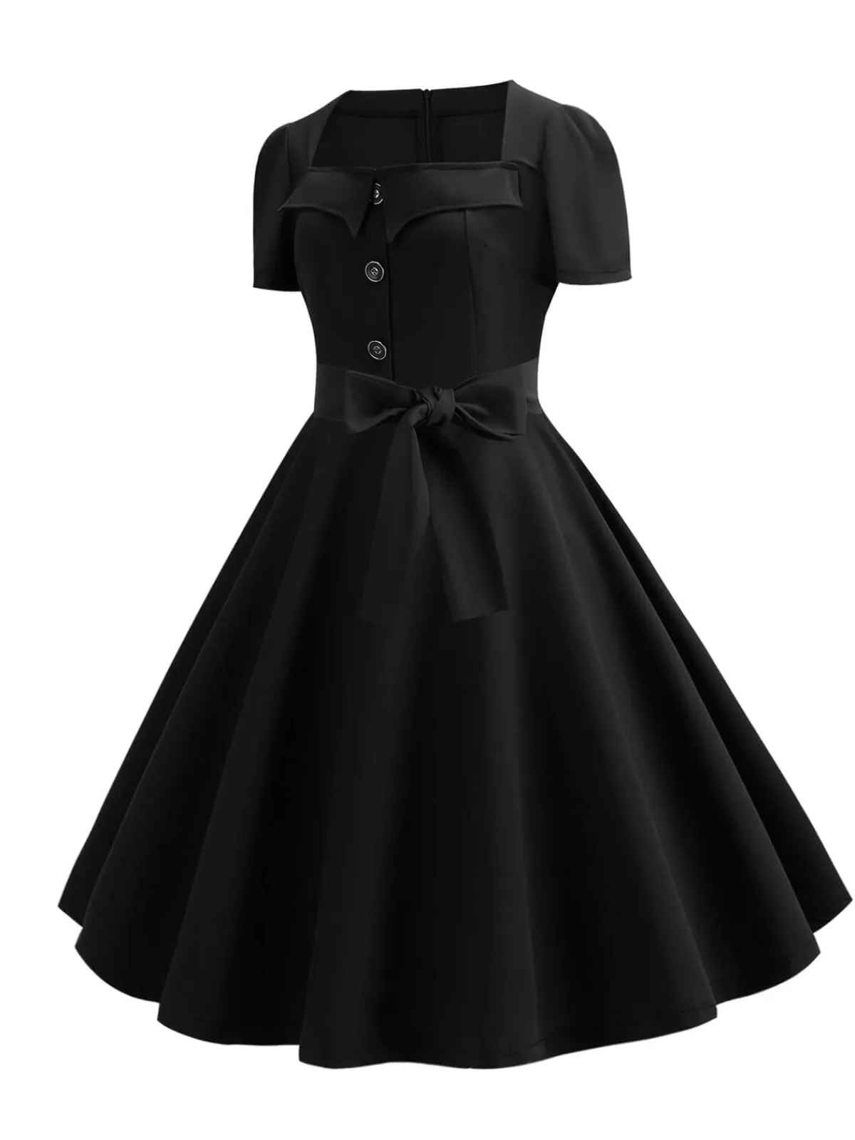 Best Retro Stage 1950s Square Neck Short Sleeves Dress