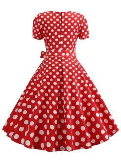 Best Retro Stage 1950s Square Neck Short Sleeves Dress