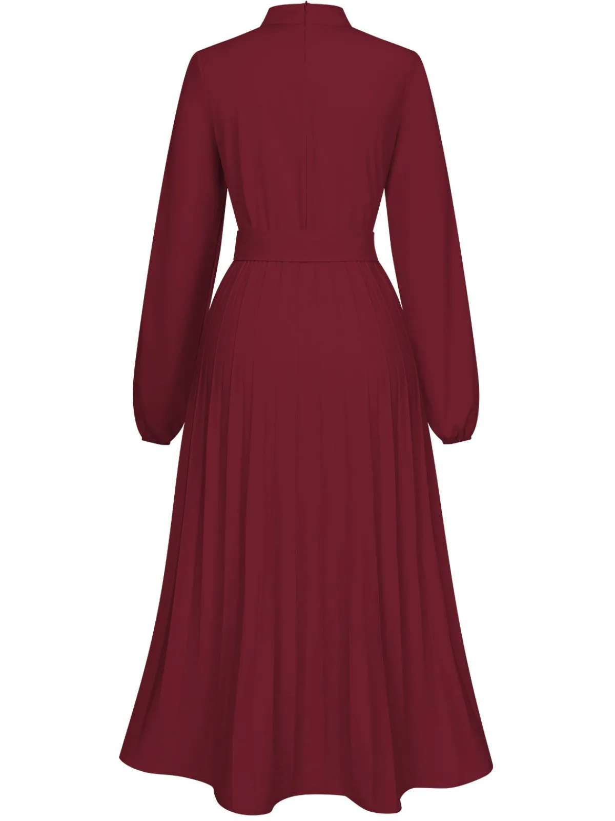 Best Retro Stage 1940s Stand Collar Solid Pleated Dress