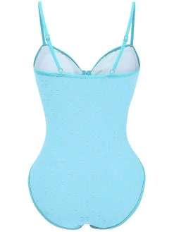 Sale Retro Stage 1960s Strap Contrast Trim One-Piece Swimsuit