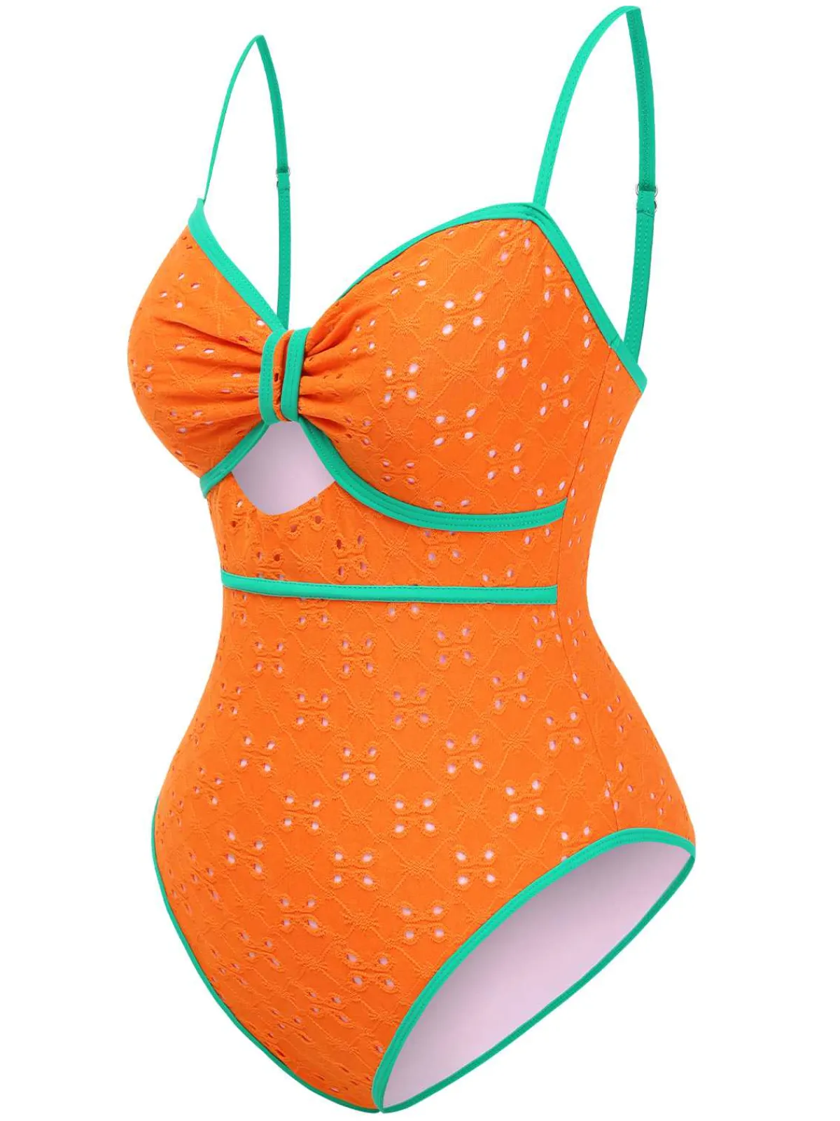 Sale Retro Stage 1960s Strap Contrast Trim One-Piece Swimsuit