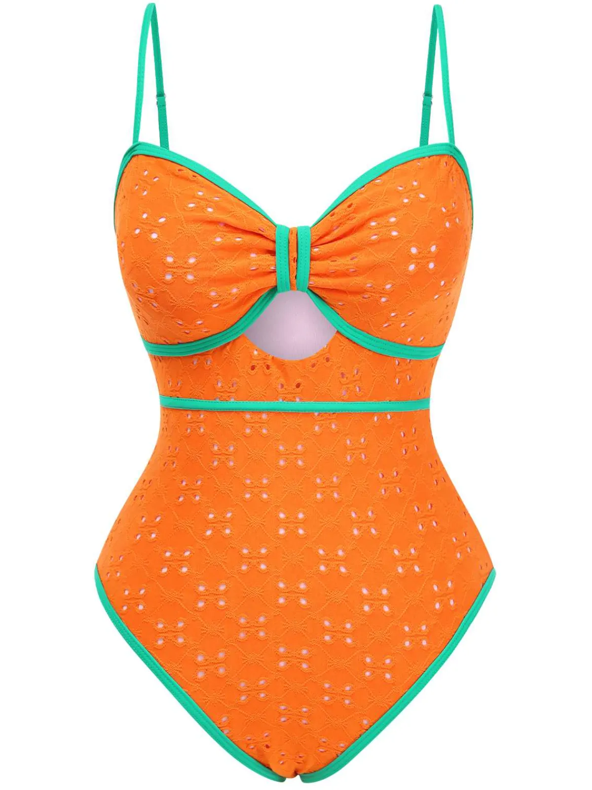 New Retro Stage 1960s Strap Contrast Trim One-Piece Swimsuit