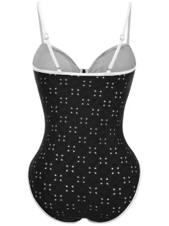 New Retro Stage 1960s Strap Contrast Trim One-Piece Swimsuit
