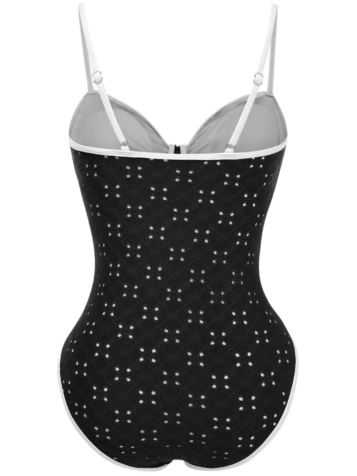 New Retro Stage 1960s Strap Contrast Trim One-Piece Swimsuit