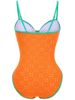 New Retro Stage 1960s Strap Contrast Trim One-Piece Swimsuit