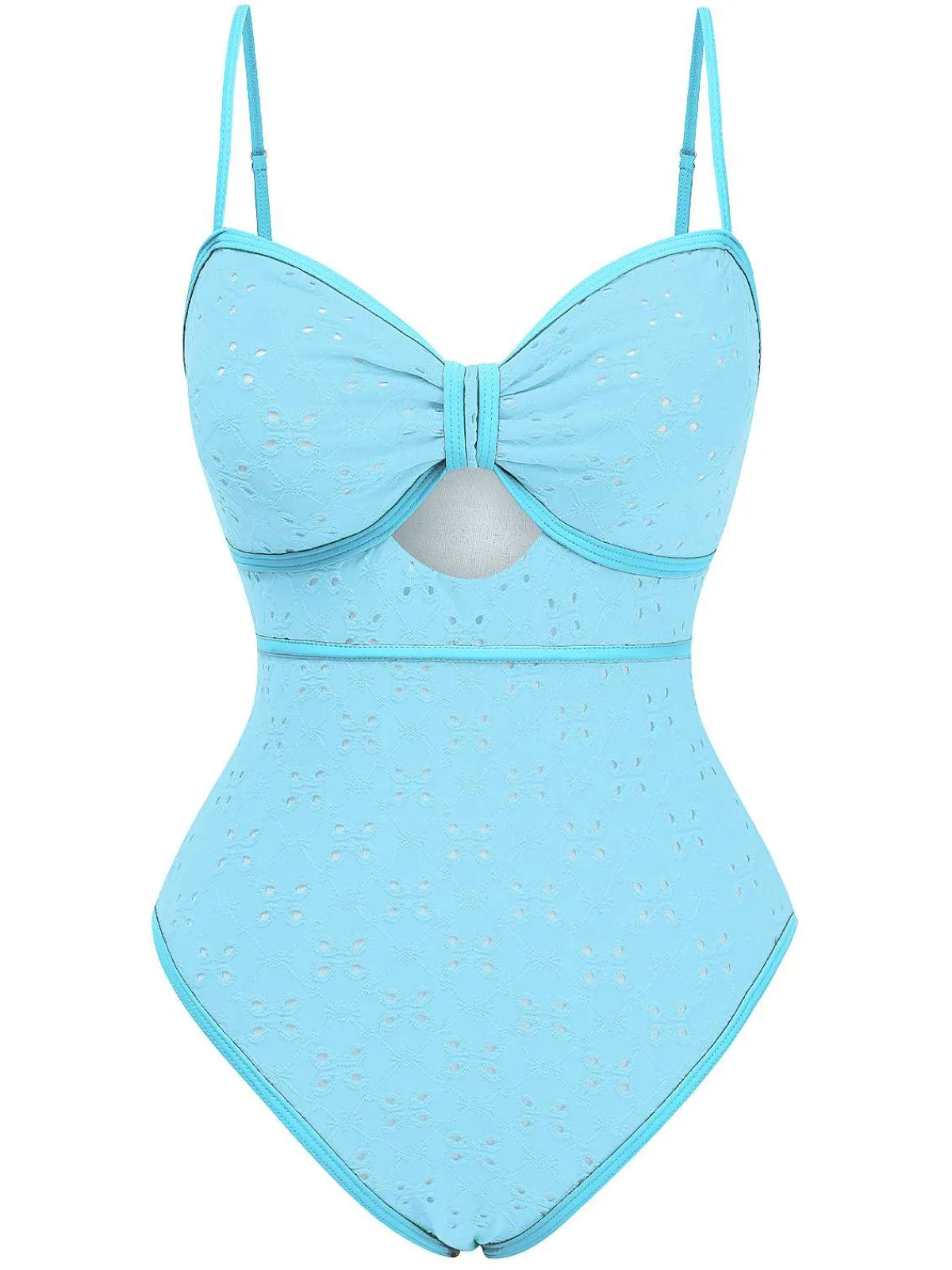 New Retro Stage 1960s Strap Contrast Trim One-Piece Swimsuit