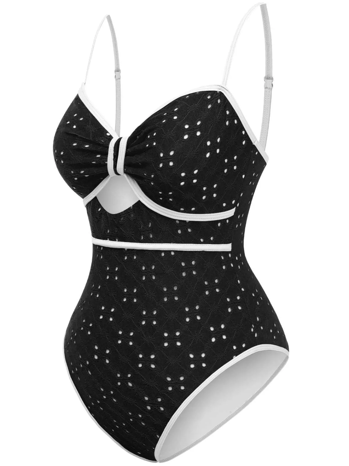 New Retro Stage 1960s Strap Contrast Trim One-Piece Swimsuit