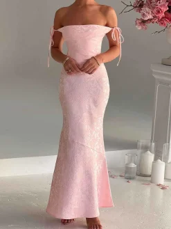 Discount Retro Stage 1930s Strap Floral Jacquard Mermaid Dress
