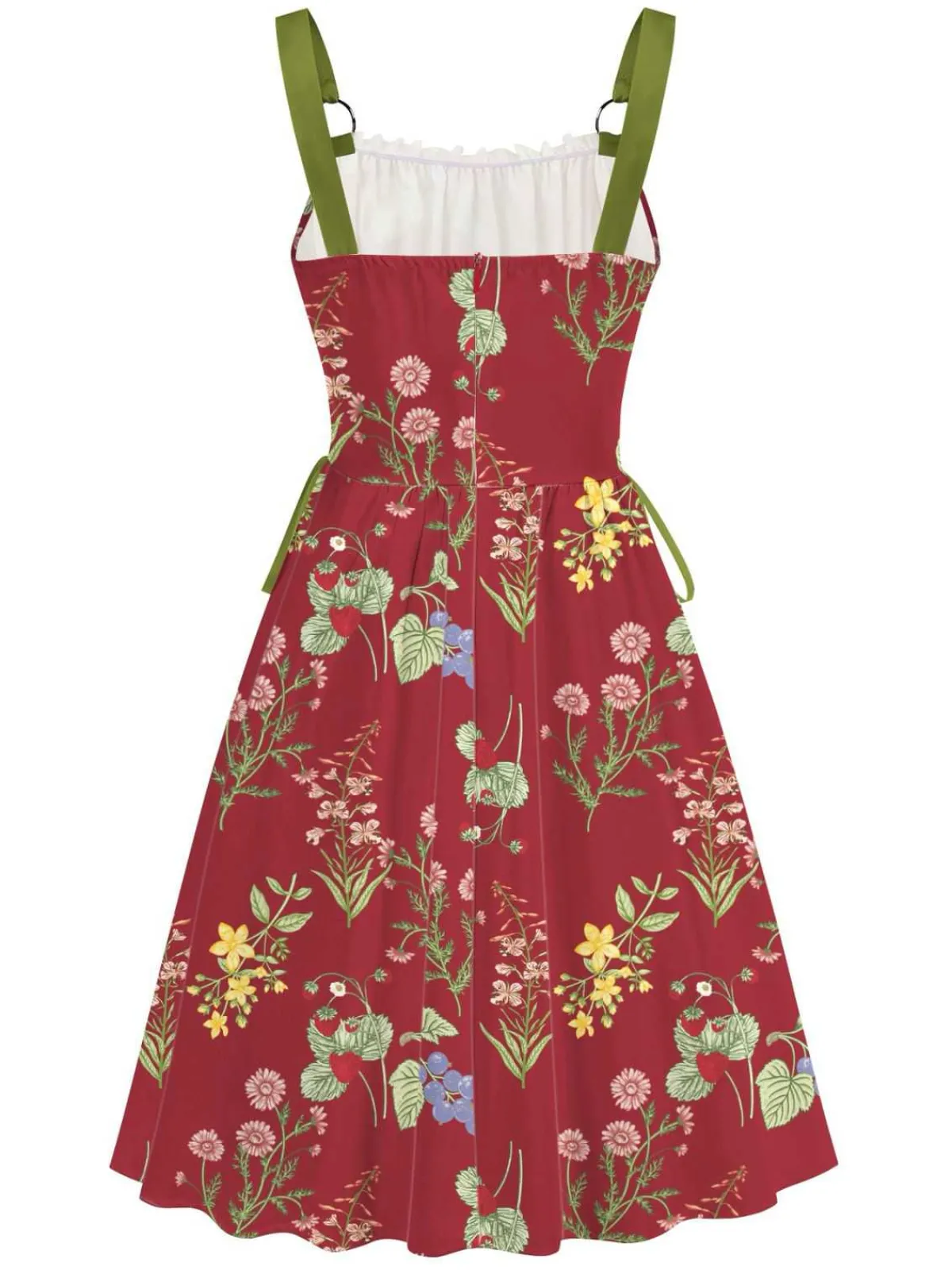 Best Retro Stage 1950s Strap Floral Lace-Up Corset Dress