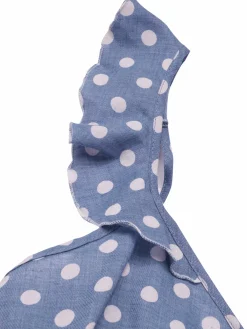 Fashion Retro Stage 1930s Strap Ruffles Polka Dots Nightgowns Blue