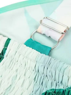 Hot Retro Stage 1970s Strap V-Neck Floral Smocked Jumpsuit