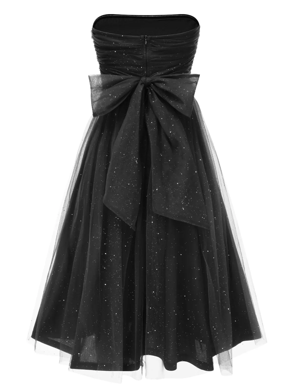 Online Retro Stage 1950s Strapless Sparkle Bow Mesh Dress