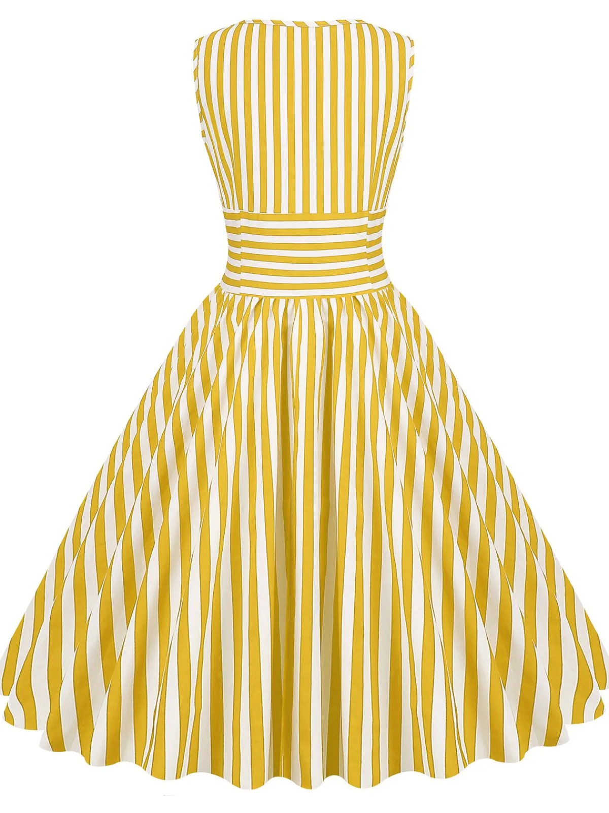 Sale Retro Stage 1950s Stripe Crew Neck Swing Dress