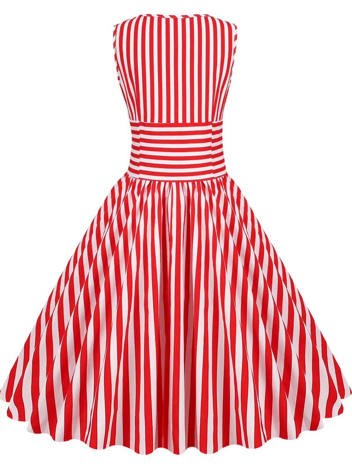 Sale Retro Stage 1950s Stripe Crew Neck Swing Dress