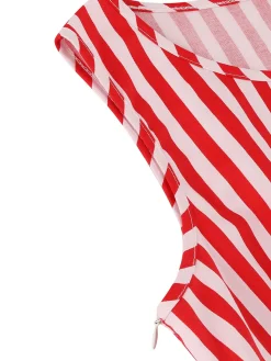 Sale Retro Stage 1950s Stripe Crew Neck Swing Dress
