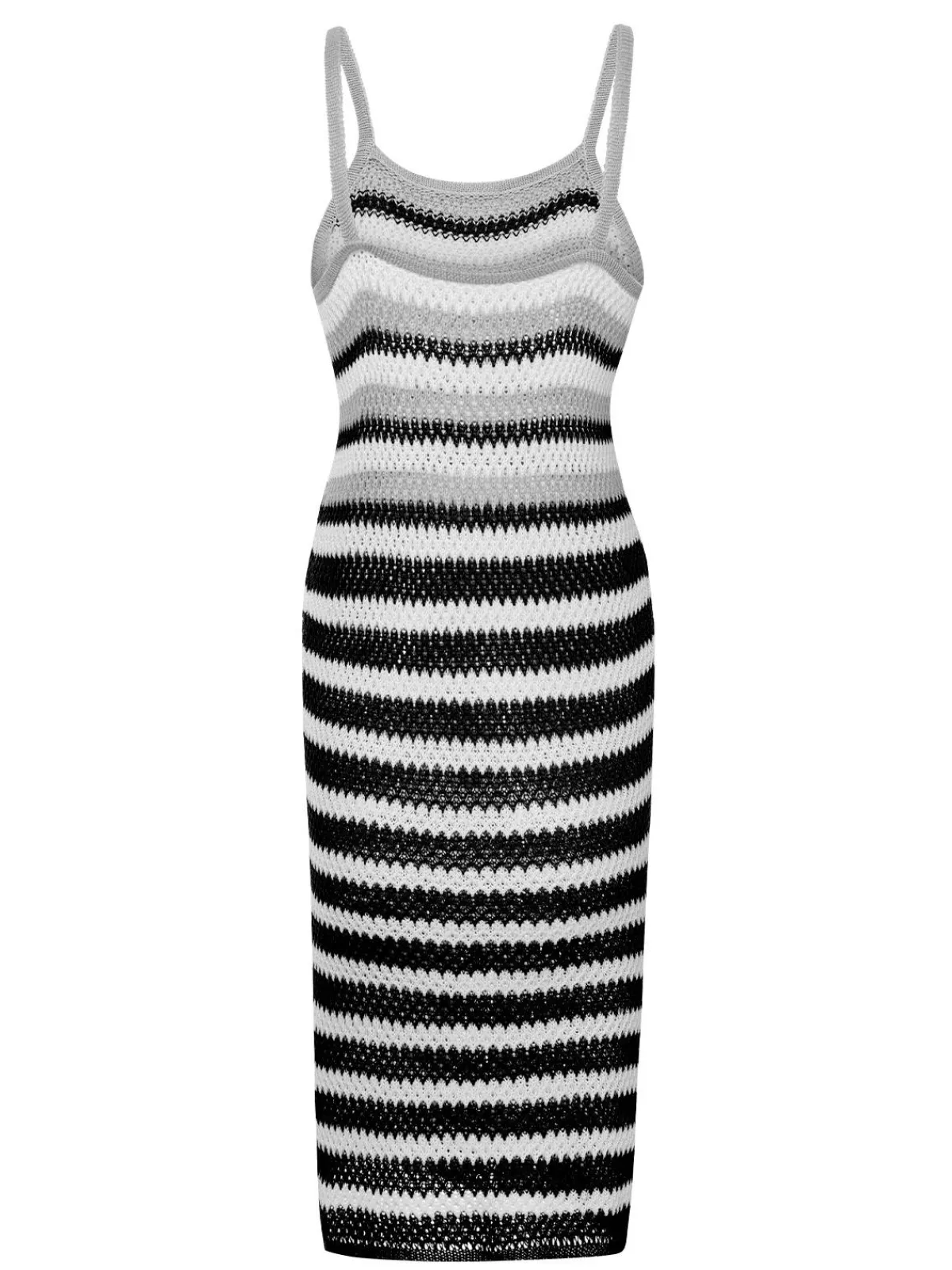 Discount Retro Stage 1960s Striped Knitted Spaghetti Straps Dress
