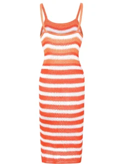Discount Retro Stage 1960s Striped Knitted Spaghetti Straps Dress