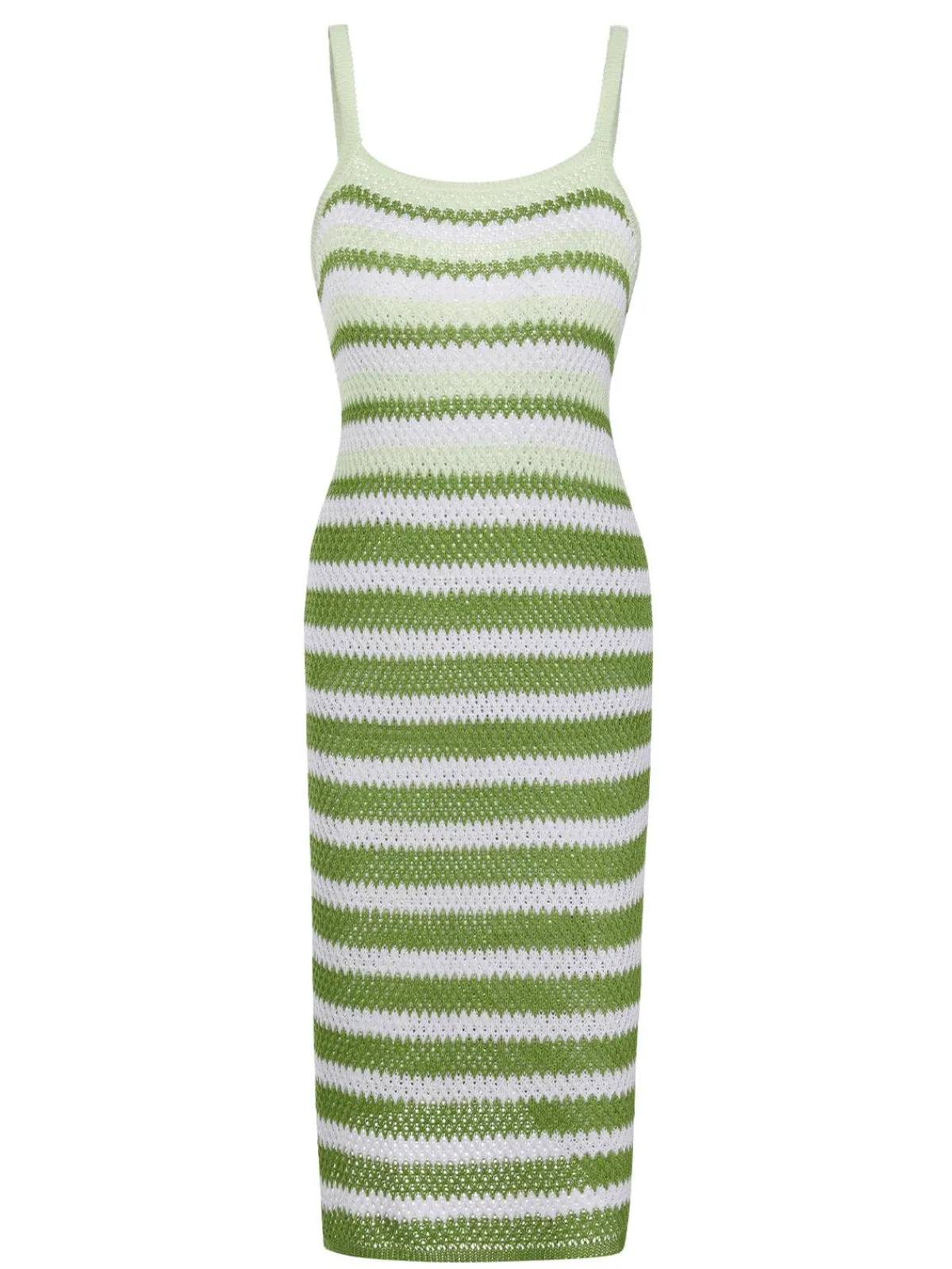 Discount Retro Stage 1960s Striped Knitted Spaghetti Straps Dress