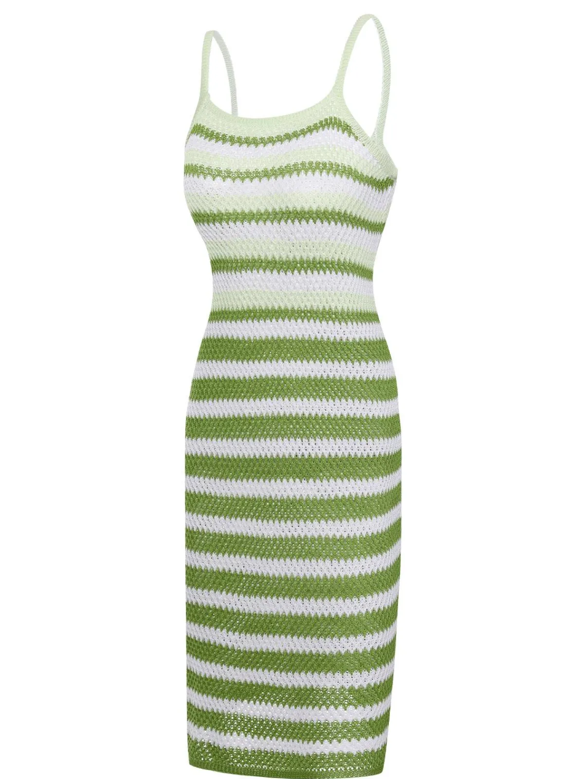 Discount Retro Stage 1960s Striped Knitted Spaghetti Straps Dress
