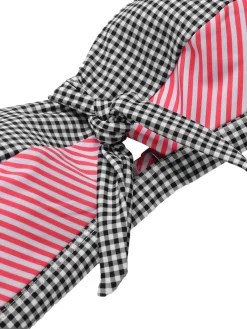 Hot Retro Stage 1950s Striped Patchwork Halter Swimsuit
