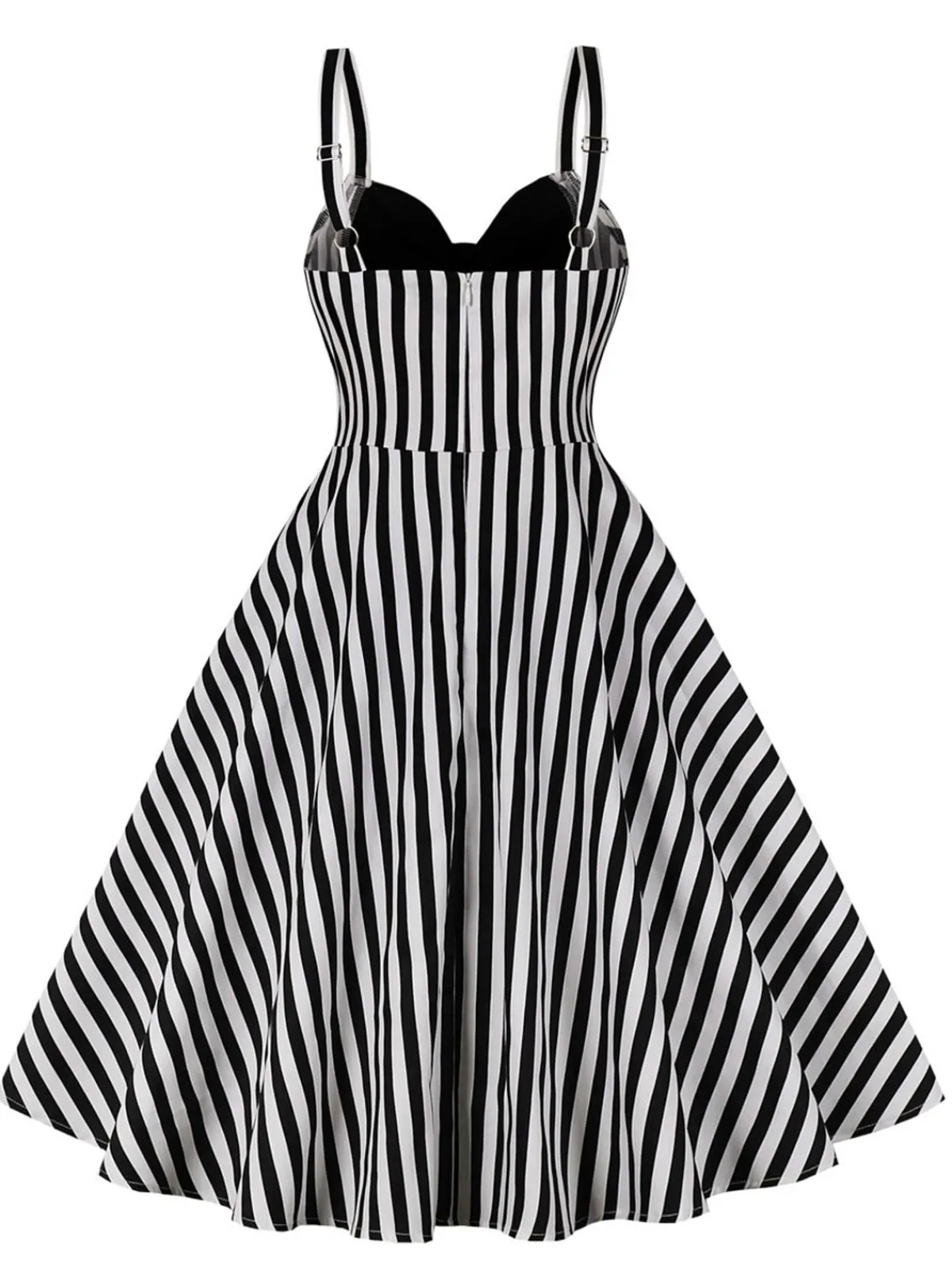 Outlet Retro Stage 1950s Stripes Contrast Patchwork Strap Dress