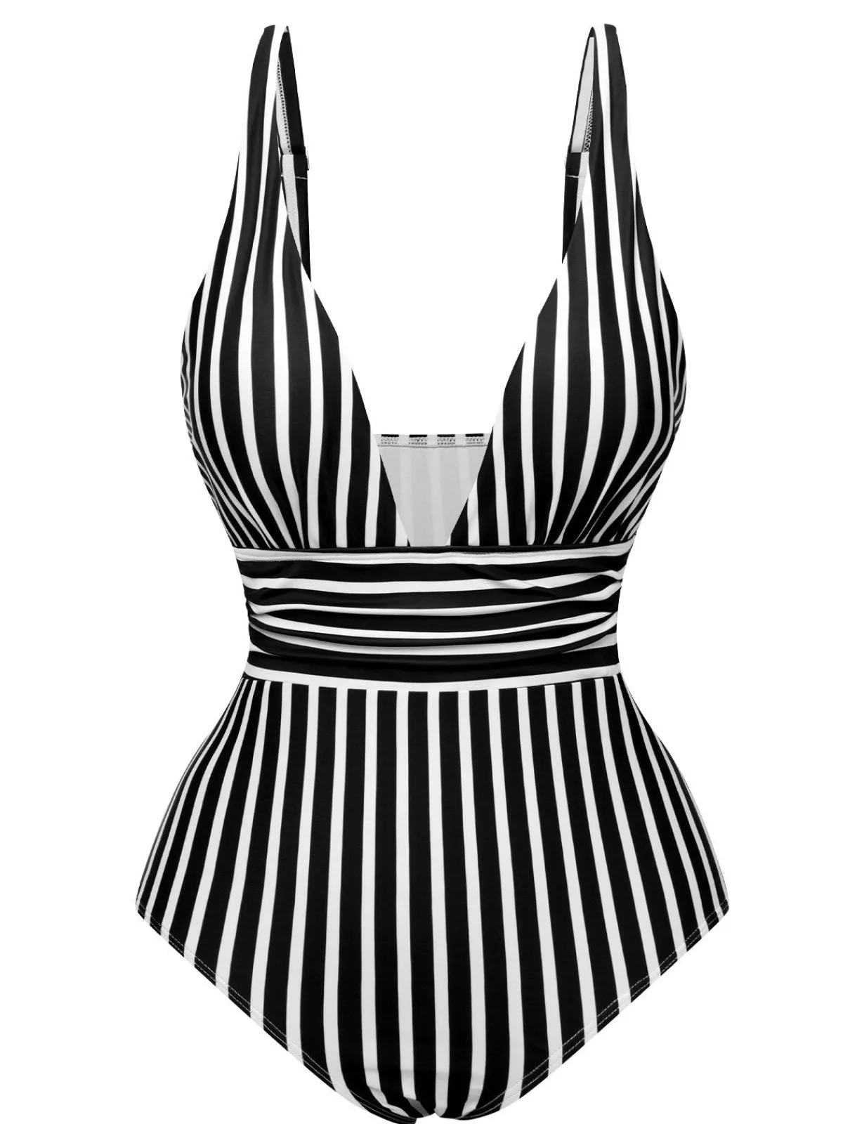 Sale Retro Stage 1950s Stripes Spaghetti Strap One-Piece Swimsuit