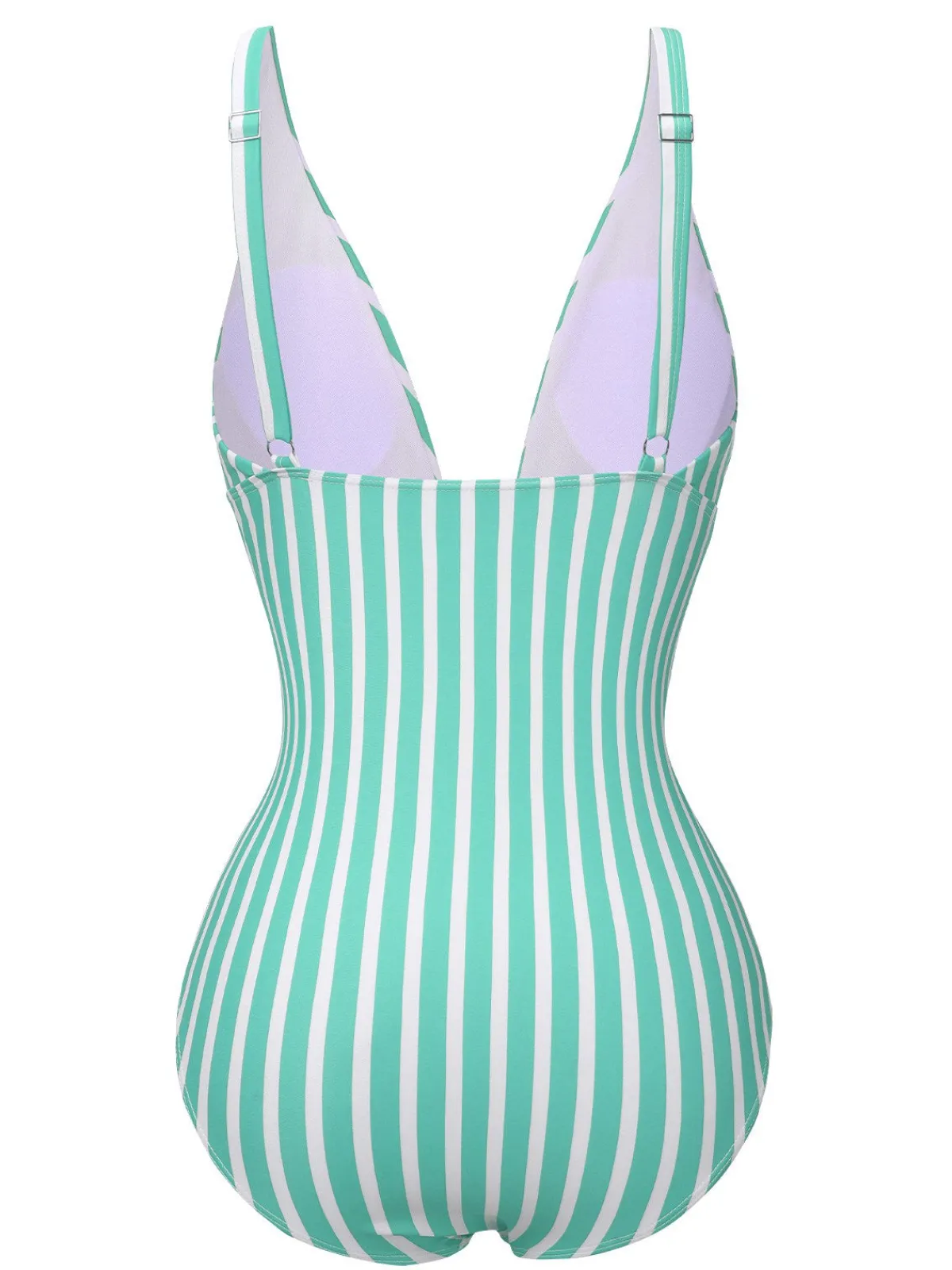 Sale Retro Stage 1950s Stripes Spaghetti Strap One-Piece Swimsuit