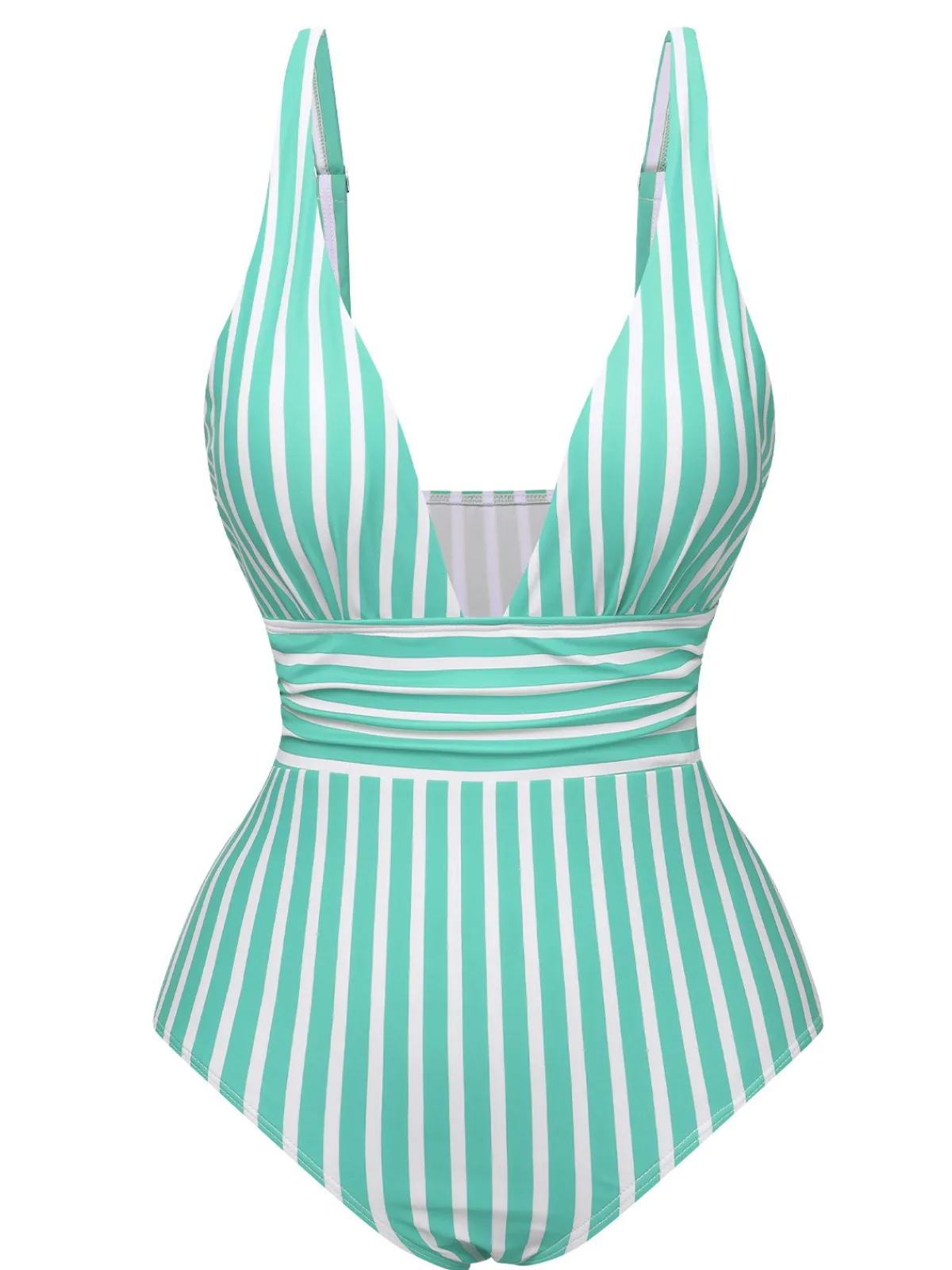 Outlet Retro Stage 1950s Stripes Spaghetti Strap One-Piece Swimsuit