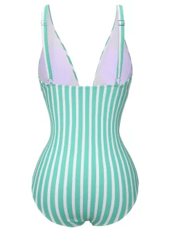 Outlet Retro Stage 1950s Stripes Spaghetti Strap One-Piece Swimsuit