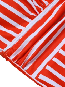 Outlet Retro Stage 1950s Stripes Spaghetti Strap One-Piece Swimsuit