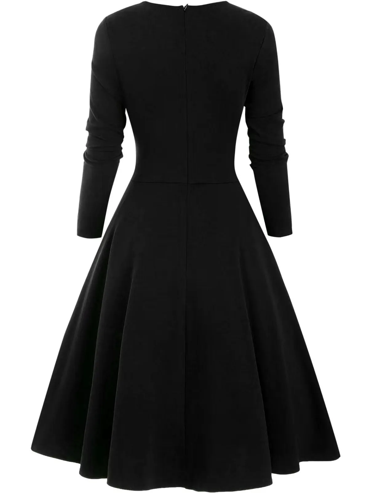 Online Retro Stage 1950s Sweetheart Plaid Patchwork Dress Black