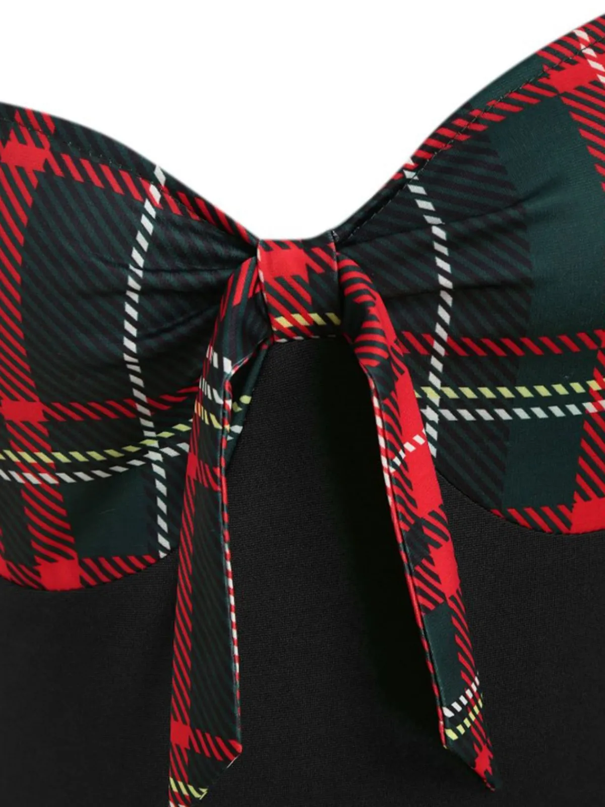 Sale Retro Stage 1950s Sweetheart Plaid Patchwork Dress