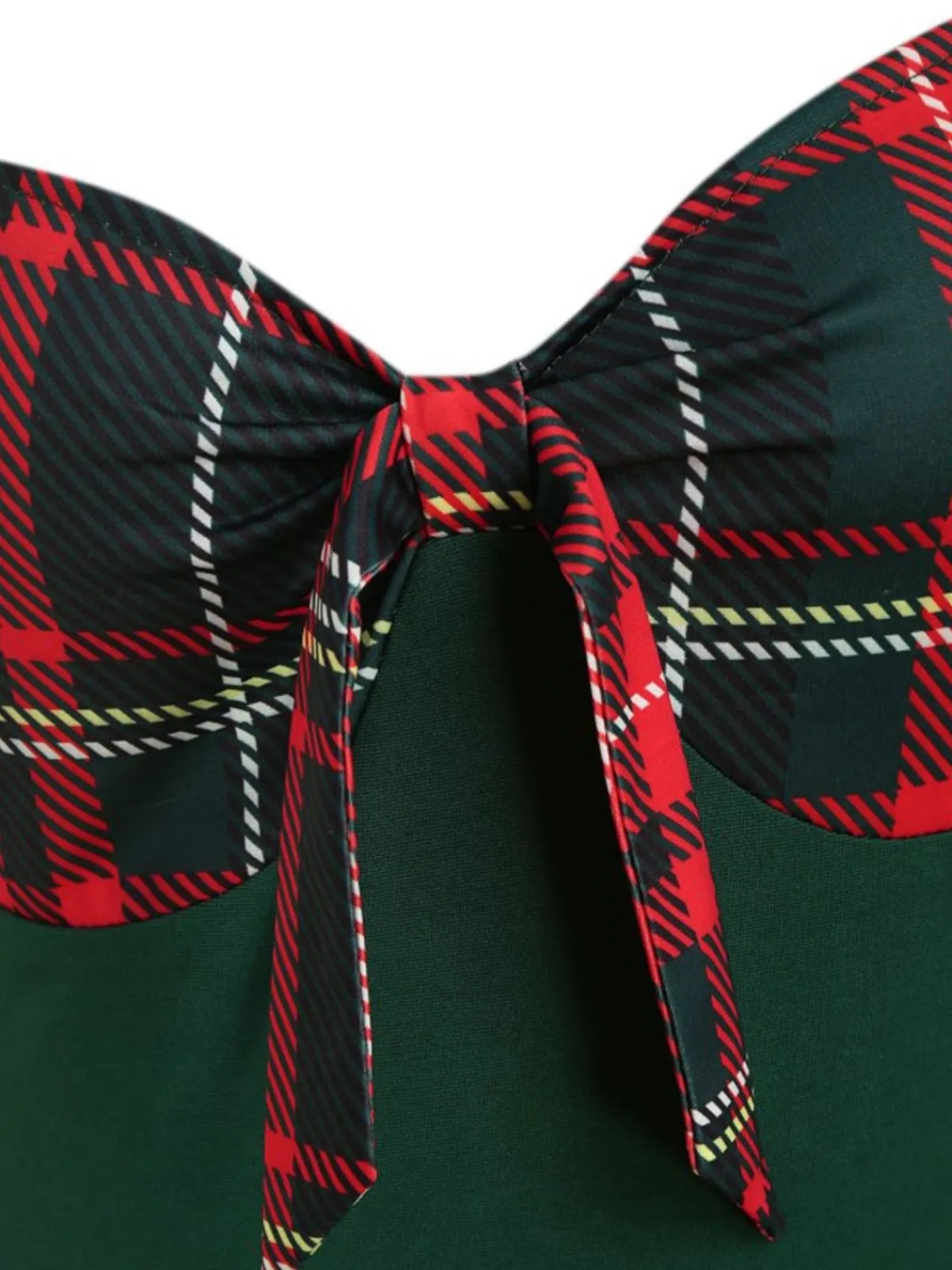 Outlet Retro Stage 1950s Sweetheart Plaid Patchwork Dress