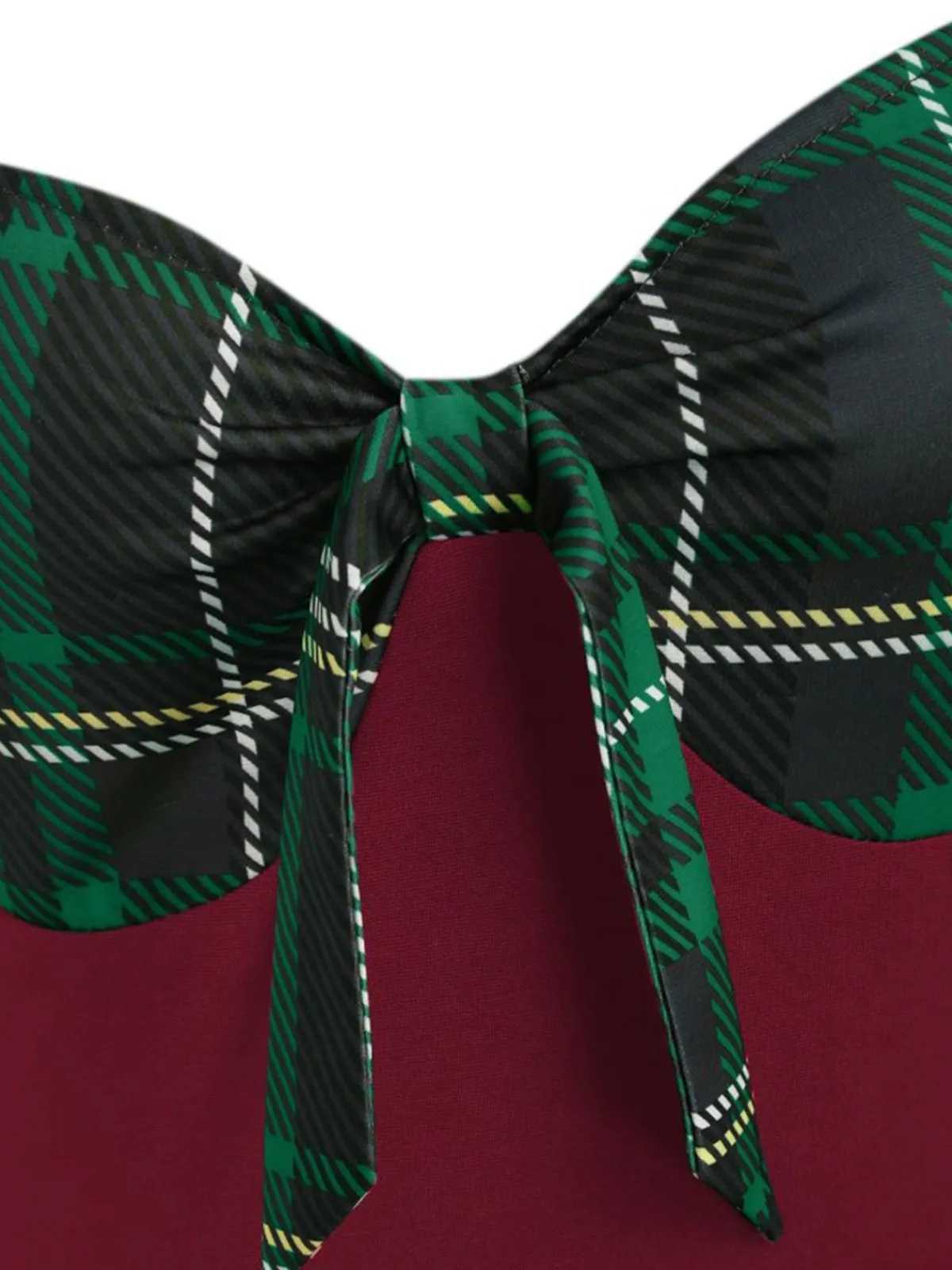 Outlet Retro Stage 1950s Sweetheart Plaid Patchwork Dress